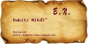 Babitz Niké névjegykártya